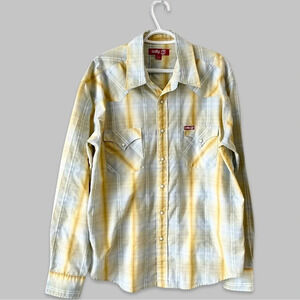 Salty Cotton Blend Plaid Western Button  Down Shirt